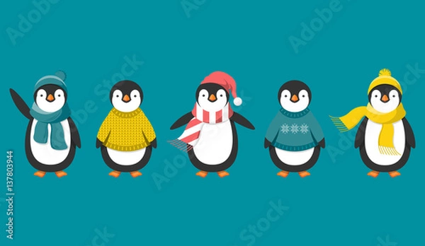 Obraz Penguins in warm clothes