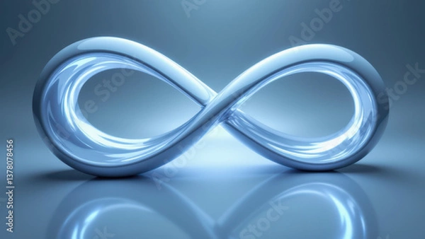Fototapeta Futuristic, abstract design with loops forming a digital infinity symbol.