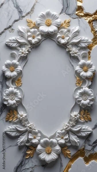 Obraz A delicate white blossom wreath with a subtle textured effect.