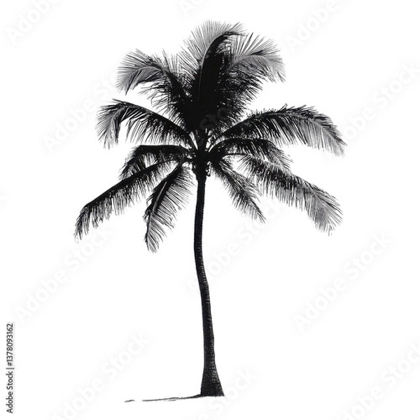 Fototapeta Palm tree standing tall against a Transparent background highlighting its elegance and simplicity in design, Palm tree isolated PNG background