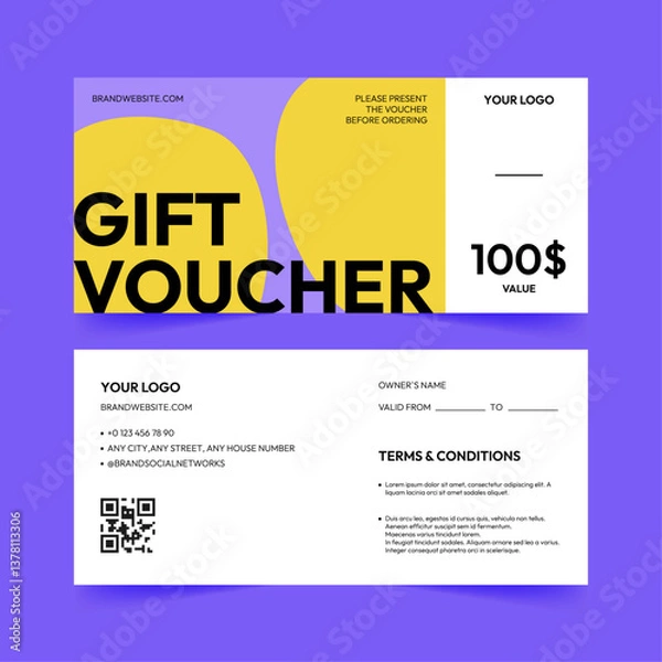 Fototapeta Gift Voucher Design Abstract Card for Promotions and Offers