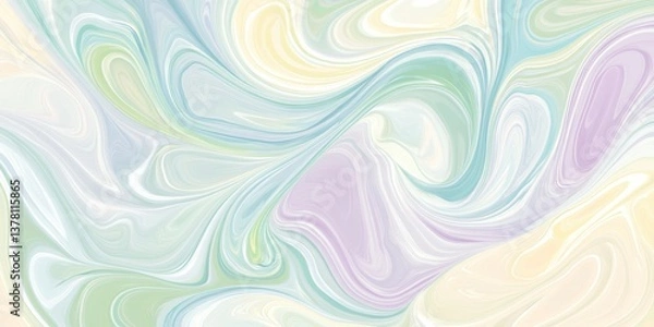 Fototapeta Abstract fluid art digital creation soft pastel colors minimalist aesthetic artistic environment modern design concept for home decor