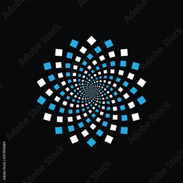 Obraz Two color Square Repeated Fibonacci Spiral pattern