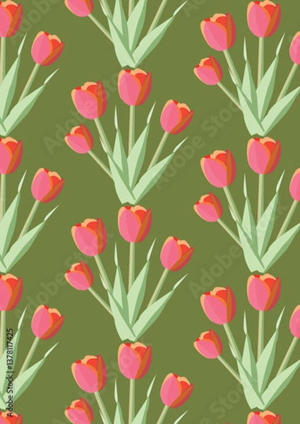 Fototapeta Tulips Illustration pattern