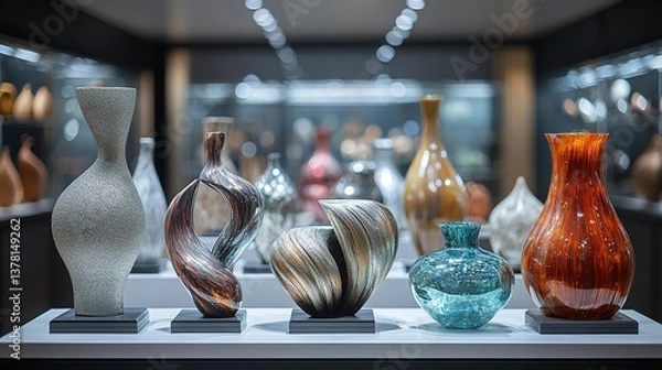 Fototapeta Recycled - Resource Artistry on Display: Unique Handicrafts with a Green Message