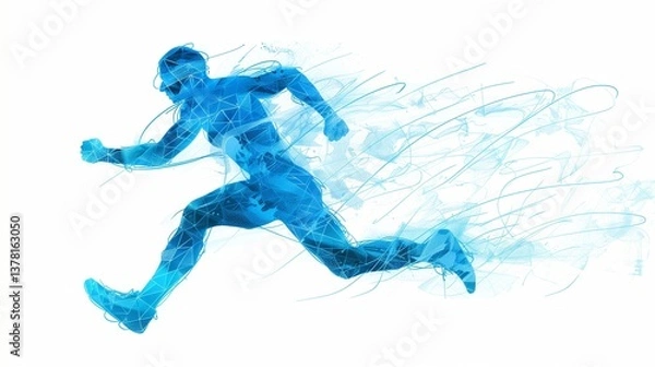 Fototapeta A running person icon with motion lines, symbolizing movement and activity, isolated on a white background.