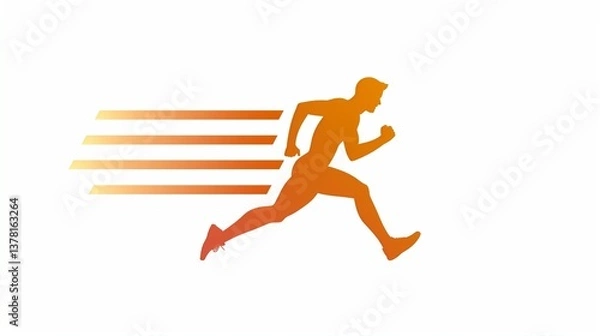 Fototapeta A running person icon with motion lines, symbolizing movement and activity, isolated on a white background.
