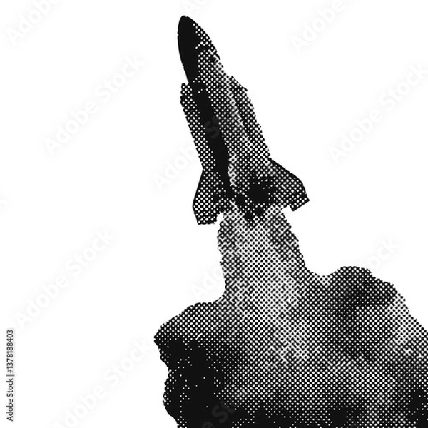 Fototapeta Space shuttle halftone grunge vector design element