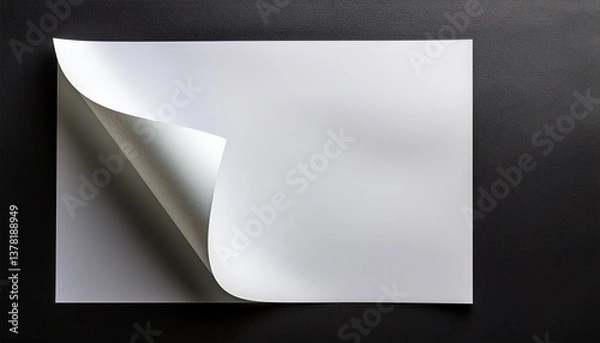 Fototapeta blank sheet of paper with curled corner on transparent background