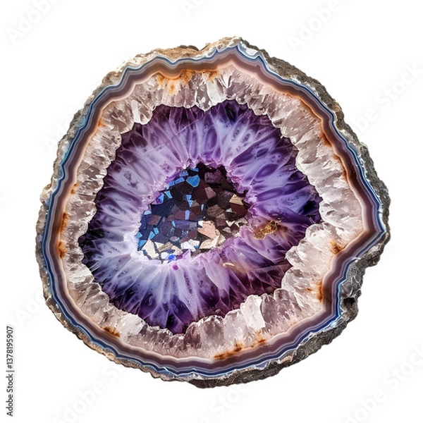 Fototapeta Geode slice isolated on white background