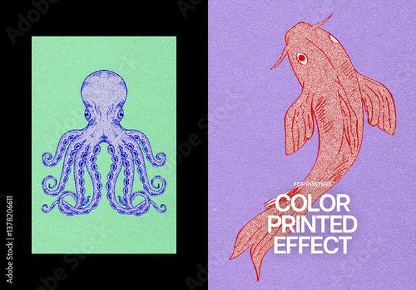 Fototapeta Colorful Print Poster Photo Effect Mockup