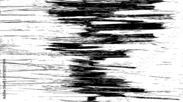 Fototapeta Background pattern textured horizontal brush strokes of black paint on canvas