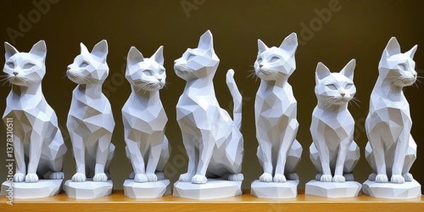 Fototapeta A set of figurines of cats of original design. 
