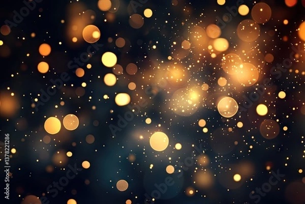 Fototapeta Golden bokeh lights on a dark background