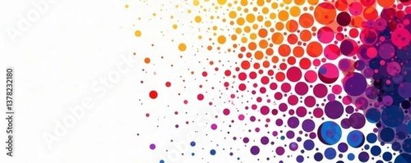 Obraz High contrast colorful dot pattern with varying sizes and shapes in a white background, adding energy to the image, visual interest, dots