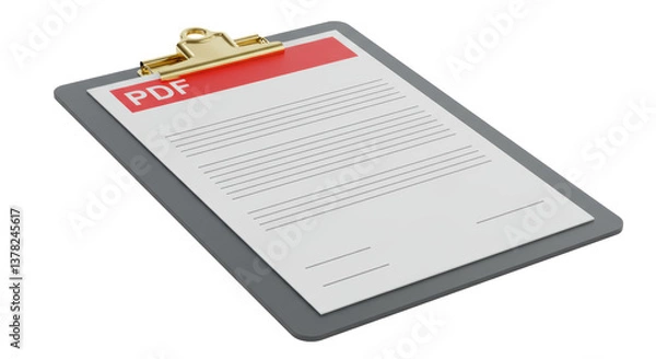 Fototapeta Isolated PDF Document on Clipboard for Information