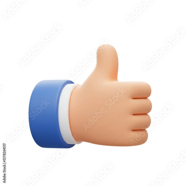 Fototapeta 3d thumb up isolated on white