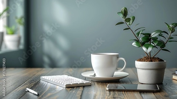 Fototapeta cup of coffee on the table