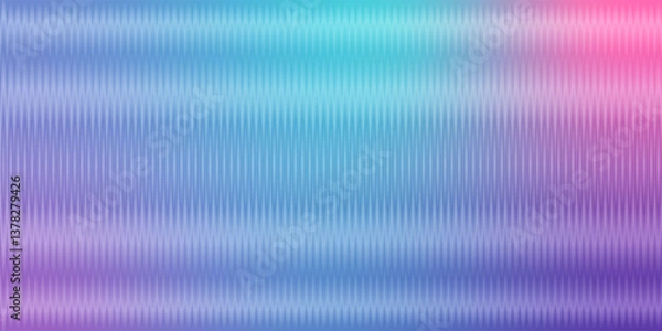 Fototapeta Abstract ribbed glass texture with color gradient.Ribble acrylic glass effect template background.Vertical line with gradient pattern background.Blurry bright backdrop for banner.Vector illustration
