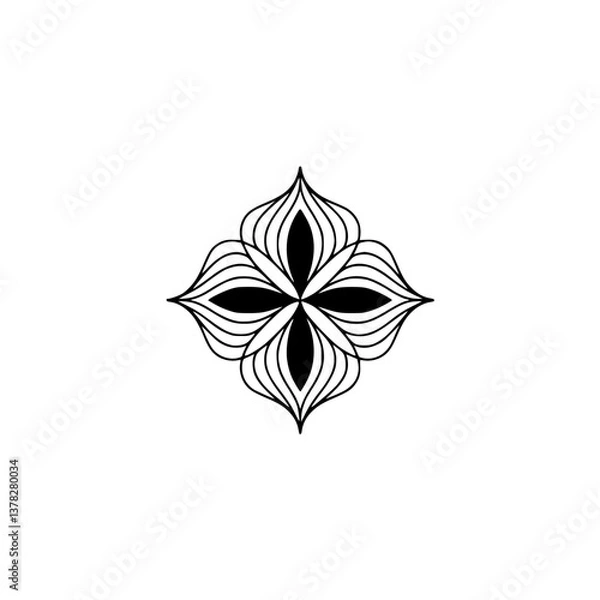 Obraz Minimalist Floral Design - Black Outline, White Background, Geometric, Elegant