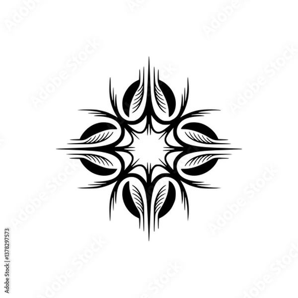 Fototapeta Intricate Black Floral Ornament on Cream: Decorative Vector Design