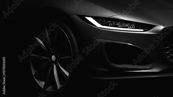 Fototapeta black car headlight