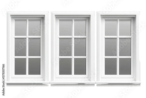 Fototapeta Three window on white background
