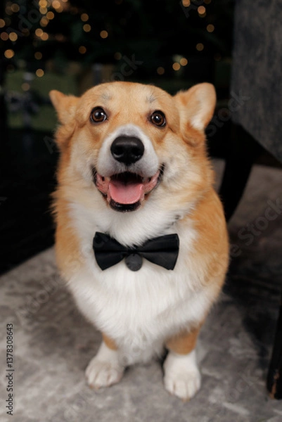 Obraz A New Year's dog with a corgi breed