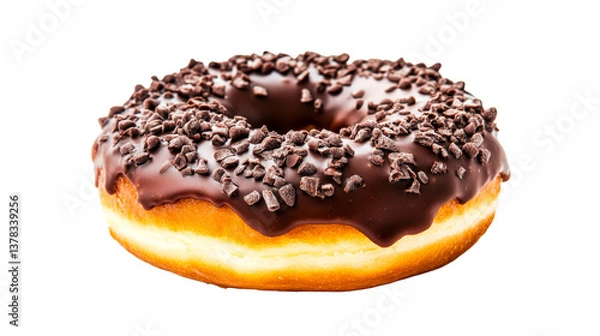 Obraz Chocolate frosted donut with sprinkles, bakery dessert, cut out transparent
