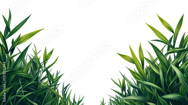 Obraz Fresh grass with long leaves for decoration, cut out transparent