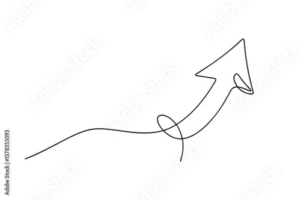 Obraz Single Line Drawing Upward Arrow Growth Progress Direction Success