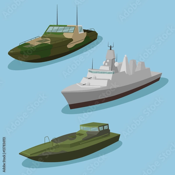 Obraz Military ships vector image design set