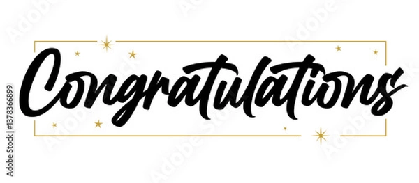 Obraz Congratulations handwritten text, vector congrats typographic sign.