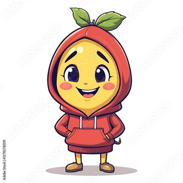 Obraz  lemon cartoon character in a red jacket, vector style