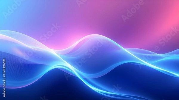 Fototapeta Ethereal Digital Waves in Blue and Purple Gradient with Dynamic Flow Visualization