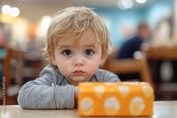 Fototapeta A child enjoying a delicious healthy breakfast.