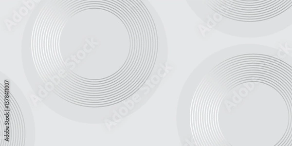 Fototapeta White geometric abstract background overlap layer on bright space with lines effect decoration. Modern graphic design element circles style concept for banne