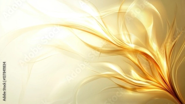 Obraz Dynamic flow of golden light abstract art digital creation modern design close-up view aesthetic beauty and movement
