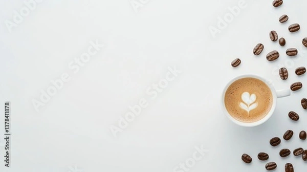 Obraz Creating latte art masterpieces cozy  beverage photography minimalist environment close-up view aesthetic appeal for social media