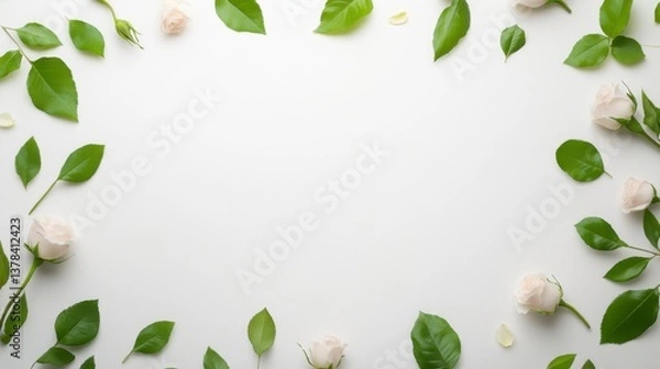 Obraz Floral arrangement with roses and leaves minimalist style indoor beautifully styled soft lighting elegant aesthetic for home decor