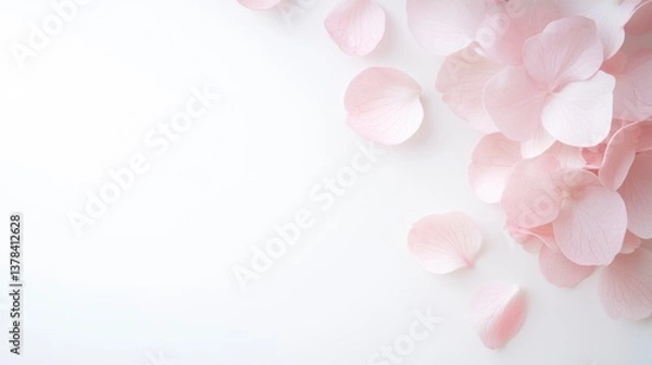 Obraz Delicate pink flower petals white background nature photography minimalist aesthetic close-up view serenity and beauty