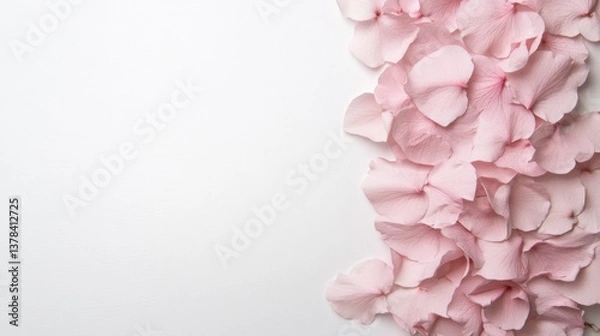 Obraz Delicate pink petals minimalist white background floral composition soft lighting close-up view nature aesthetics for serenity