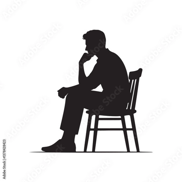 Fototapeta silhouette of a man thinking