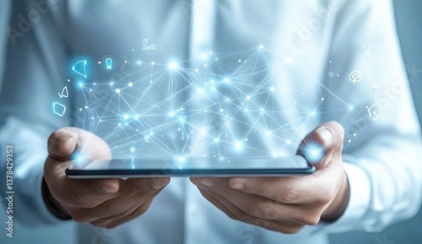 Obraz Digital network displayed on a tablet (1)