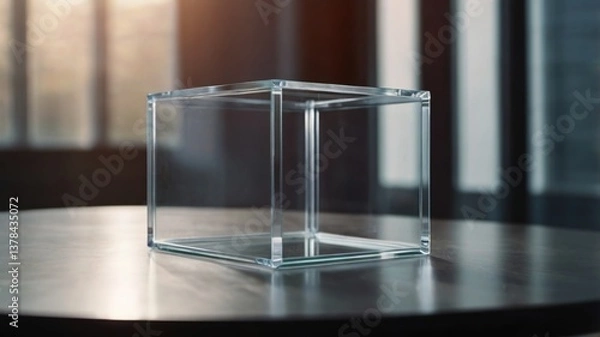 Obraz square glass box on the table