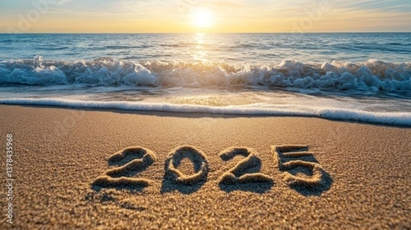 Fototapeta 2025 written in the sand with heart symbol