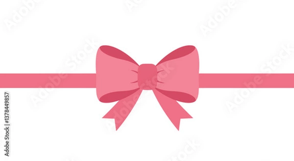 Fototapeta Pink bow design featuring ribbon in minimal style vector illustration