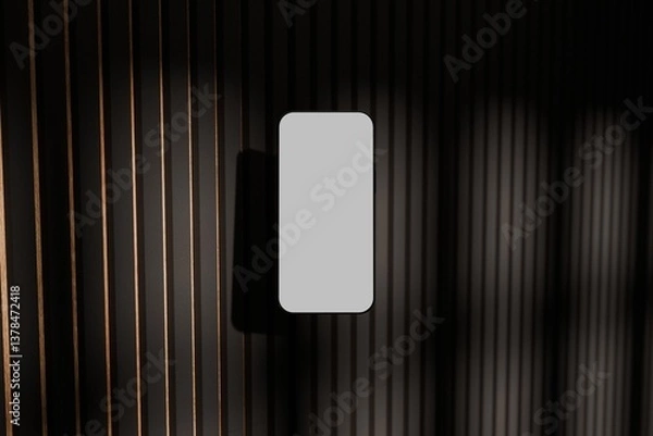 Fototapeta Levitating Iphone Mockup against inverted acoustic panel.