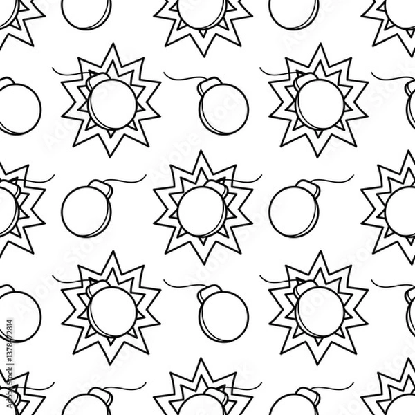 Fototapeta seamless pattern hand drawn cartoon bomb