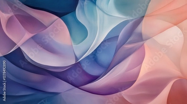 Fototapeta Flowing lyrical abstract art with delicate curves and soft gradients